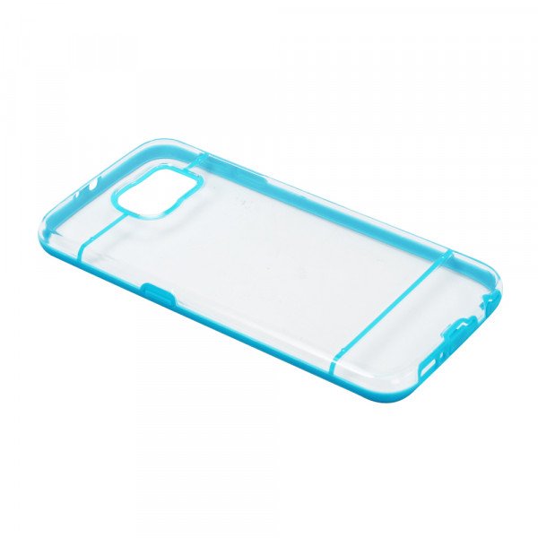 Wholesale Samsung Galaxy S6 Transparent Gummy Hybrid Case (Blue)